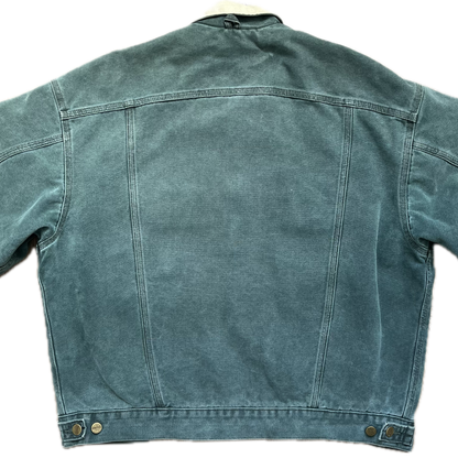 Vintage Carhartt Trucker Jacket Blanket Lined Hunter Emerald  Green - Size XL